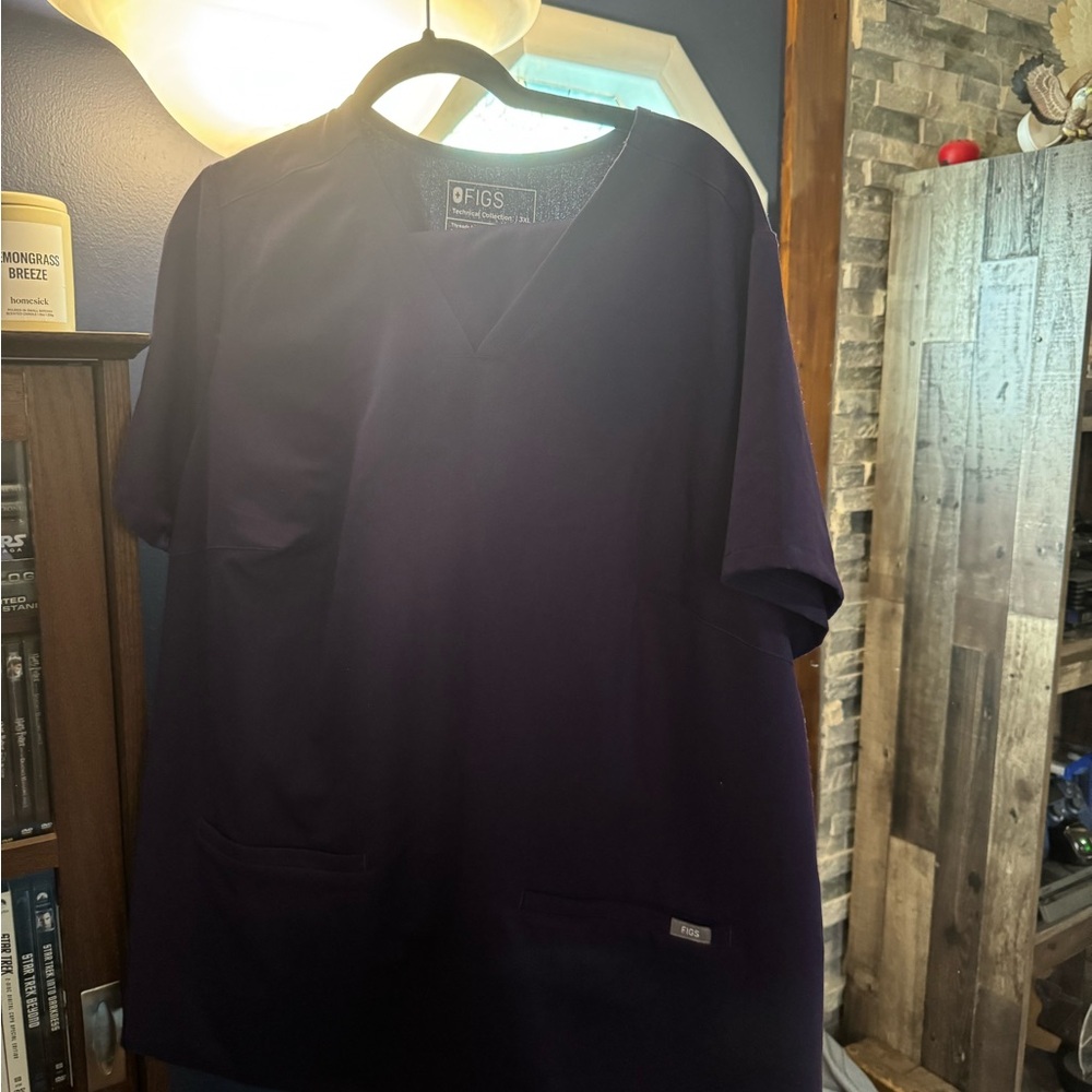 Figs Deep Purple Scrub Top and jogger pants